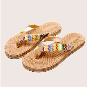 Color block espadrille flip flop sandals. Brand new